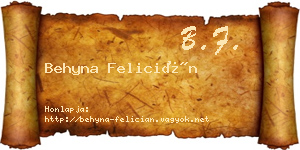 Behyna Felicián névjegykártya